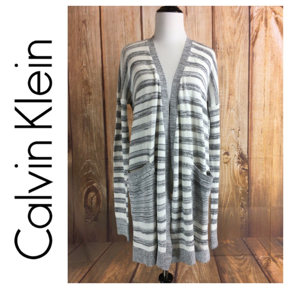 ☮️Calvin Klein Striped Open Cardigan Size Large